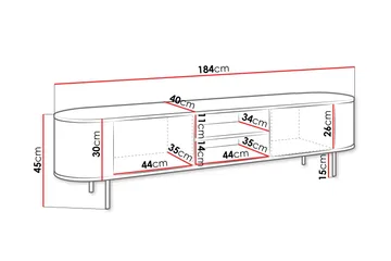 Pantego Tv-bänk 184x40 cm - Vit - Products - Möbler - TV- & Mediamöbler - TV bänk & mediabänk