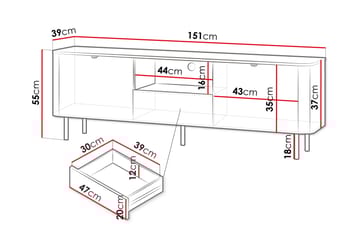 Pollena Tv-bänk 151x39 cm - Brun - Products - Möbler - TV- & Mediamöbler - TV bänk & mediabänk