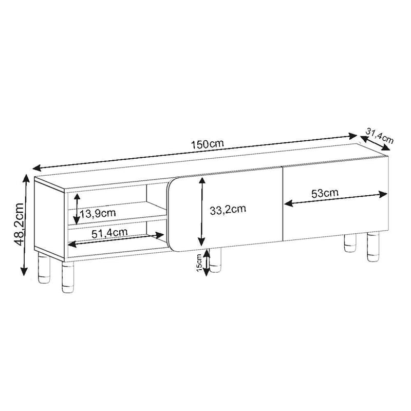 Relento Tv-bänk 150 cm - antracit - Products - Möbler - TV- & Mediamöbler - TV bänk & mediabänk