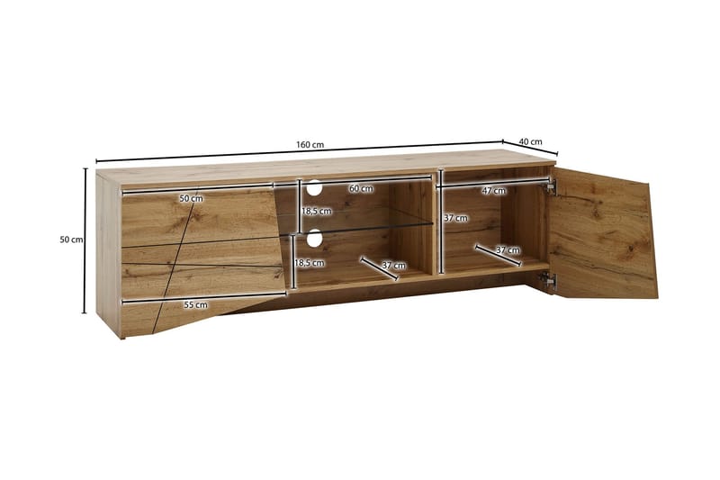 Seddik Tv-bänk 50x160 cm Rektangulär - Brun - Products - Möbler - TV- & Mediamöbler - TV bänk & mediabänk