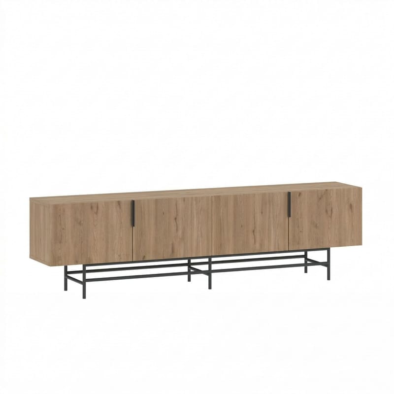 Truvia TV-bänk 200x55x35 cm - naturfärgad ek och svart - Products - Möbler - TV- & Mediamöbler - TV bänk & mediabänk