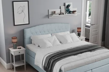 Belda Kontinentalsäng 160x200Fast - Ljusblå - Products - Möbler - Säng - Kontinentalsäng