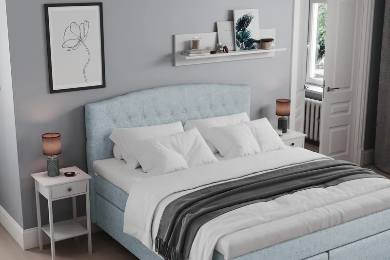 Belda Kontinentalsäng 160x200Fast - Ljusblå - Products - Möbler - Säng - Kontinentalsäng