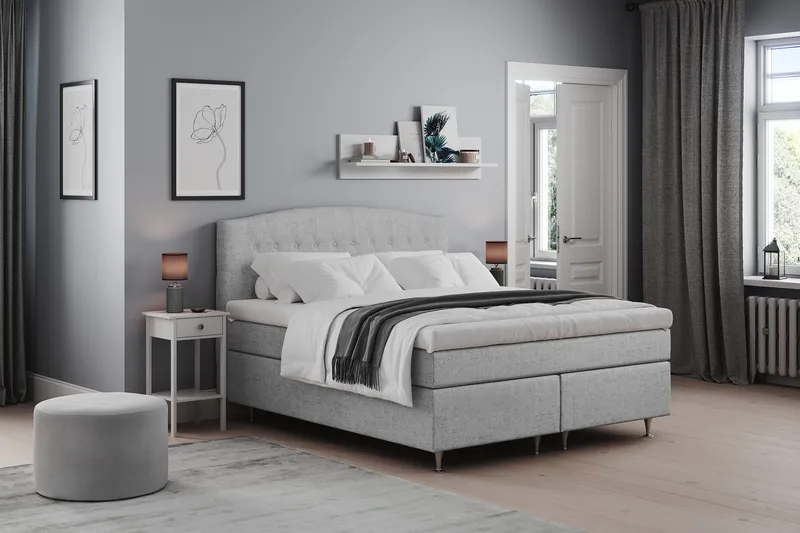 Belda Kontinentalsäng 160x200Fast - Ljusgrå - Products - Möbler - Säng - Kontinentalsäng