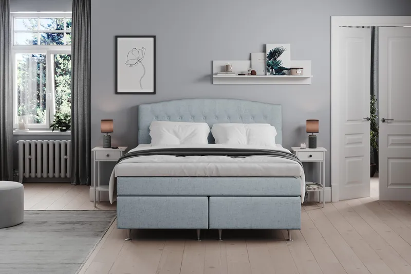 Belda Kontinentalsäng 160x200Fast/Medium - Ljusblå - Products - Möbler - Säng - Kontinentalsäng