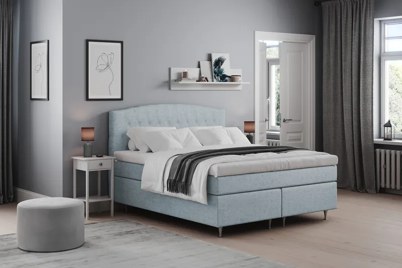 Belda Kontinentalsäng 160x200Fast/Medium - Ljusblå - Products - Möbler - Säng - Kontinentalsäng