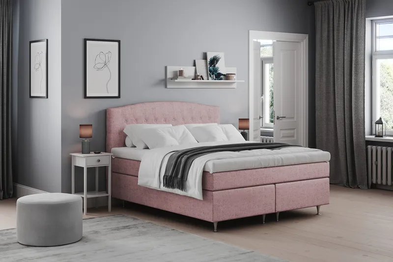 Belda Sängpaket 160x200 Fast - Rosa - Products - Möbler - Säng - Kontinentalsäng
