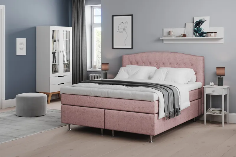 Belda Sängpaket 180x200 Fast/Medium - Rosa - Products - Möbler - Säng - Kontinentalsäng