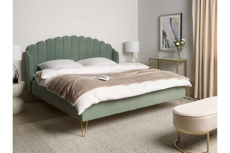 Benicio Sängram 180x200 cm - Grön/Guld - Products - Möbler - Säng - Sängram & sängstomme