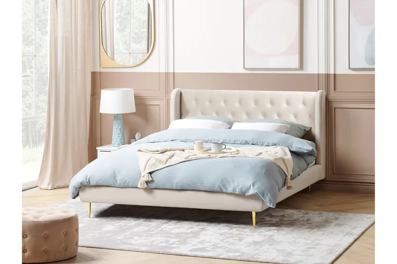 Bernie Sängram 160x200 cm - Beige/Guld - Products - Möbler - Säng - Sängram & sängstomme