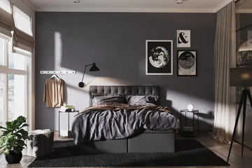 Boxy Box Bed 160x200 cm - Svart/Grå - Products - Möbler - Säng - Säng med förvaring