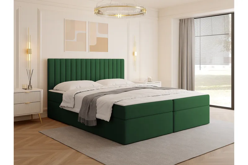 Calrosor Sängpaket Kontinentalsäng med Förvaring 160x200 cm - Grön - Products - Möbler - Säng - Komplett sängpaket