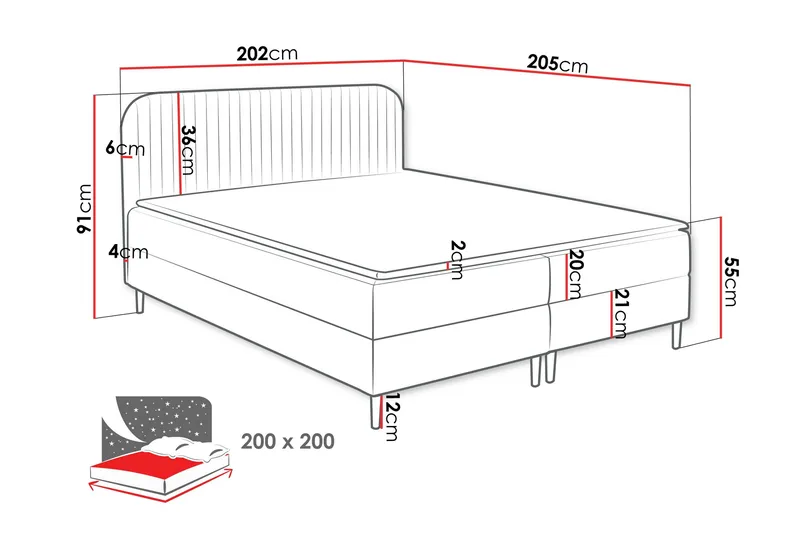 Celestine Förvaringssäng 200x200 cm - Svart - Products - Möbler - Säng - Komplett sängpaket