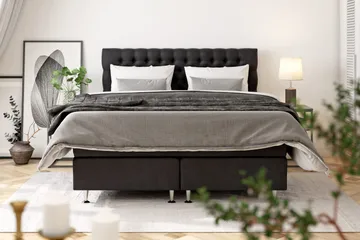 Celine Sängpaket 180x200 cm - Svart/Sammet - Products - Möbler - Säng - Kontinentalsäng
