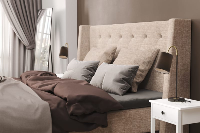 Cuba Sängpaket 160x200 med Två Beiga Kuddar - (+Fler val) Beige/Brun - Products - Möbler - Säng - Kontinentalsäng