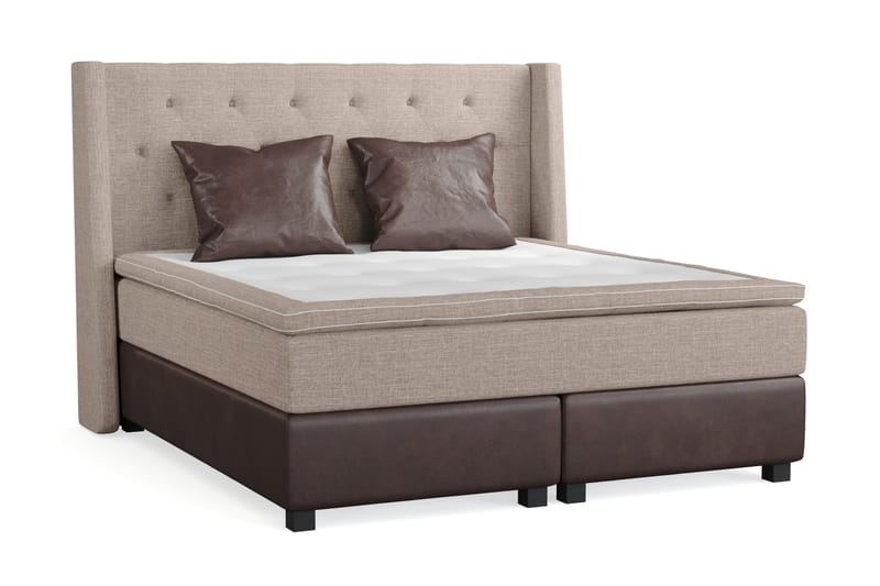 Cuba Sängpaket 160x200 med Två Bruna Kuddar - (+Fler val) Beige/Brun - Products - Möbler - Säng - Kontinentalsäng