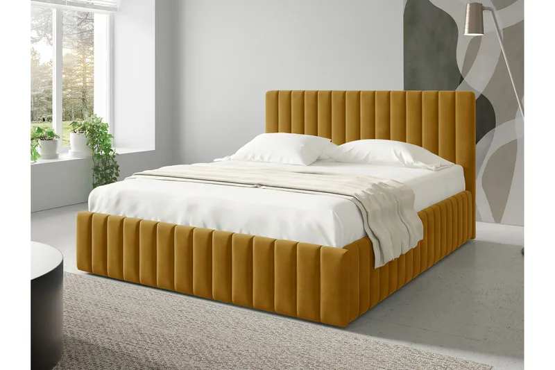 Desio Förvaringssäng 140x200 cm - Gul - Products - Möbler - Säng - Säng med förvaring
