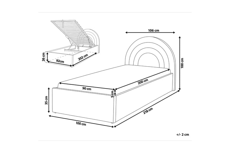 Diantha Sängram 90x200 cm - Beige - Products - Möbler - Säng - Säng med förvaring