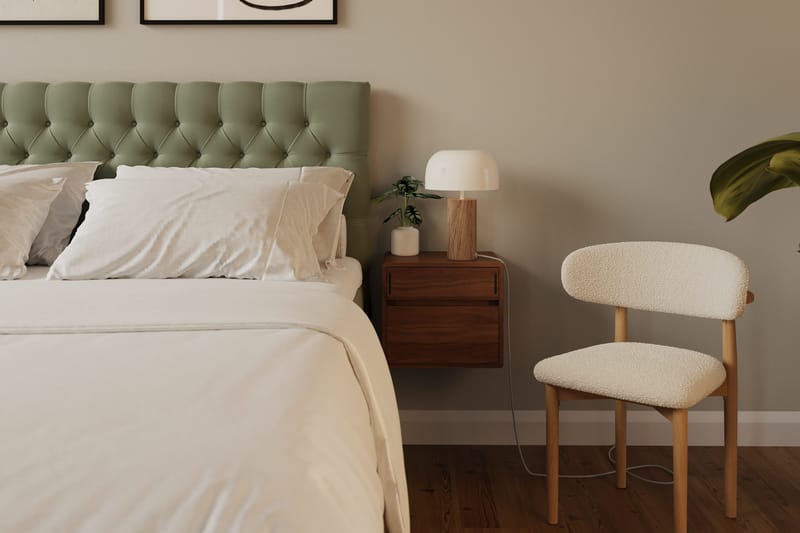 Hilton Lyx Komplett Sängpaket 160x200 cm Kontinentalsäng med knappad sänggavel i sammet - Olivgrön / Sammet - Products - Möbler - Säng - Kontinentalsäng