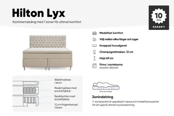 Hilton Lyx Komplett Sängpaket 180x200 cm Kontinentalsäng med knappad sänggavel i sammet - Grå - Products - Möbler - Säng - Kontinentalsäng