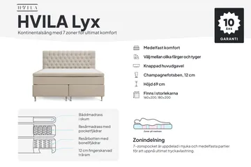 HVILA Lyx Komplett Sängpaket 160x200 cm Kontinentalsäng med knappad sänggavel - Beige - Products - Möbler - Säng - Kontinentalsäng