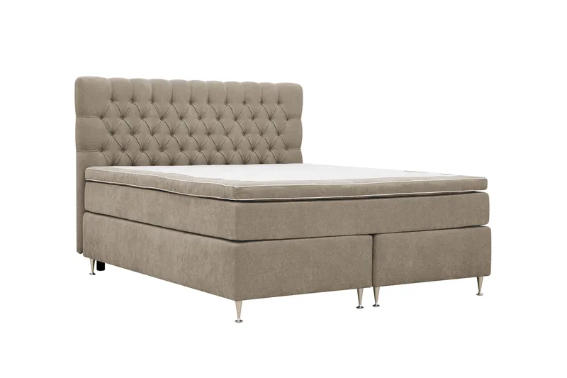 HVILA Lyx Komplett Sängpaket 180x200 cm Kontinentalsäng med knappad sänggavel i chenille - Brun - Products - Möbler - Säng - Kontinentalsäng