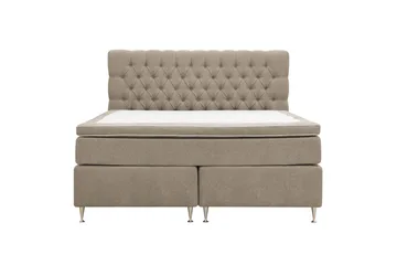 HVILA Lyx Komplett Sängpaket 180x200 cm Kontinentalsäng med knappad sänggavel i chenille, Brun