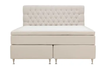 HVILA Lyx Komplett Sängpaket 180x200 cm Kontinentalsäng med knappad sänggavel, Ljusbeige
