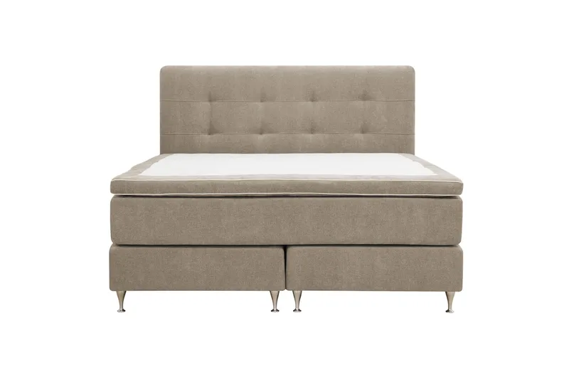 HVILA Premium Komplett Sängpaket 160x200 cm Kontinentalsäng med Sänggavel, Ljusbrun Tyg
