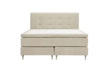 HVILA Premium Komplett Sängpaket 160x200 cm Kontinentalsäng med Sänggavel, Beige Tyg
