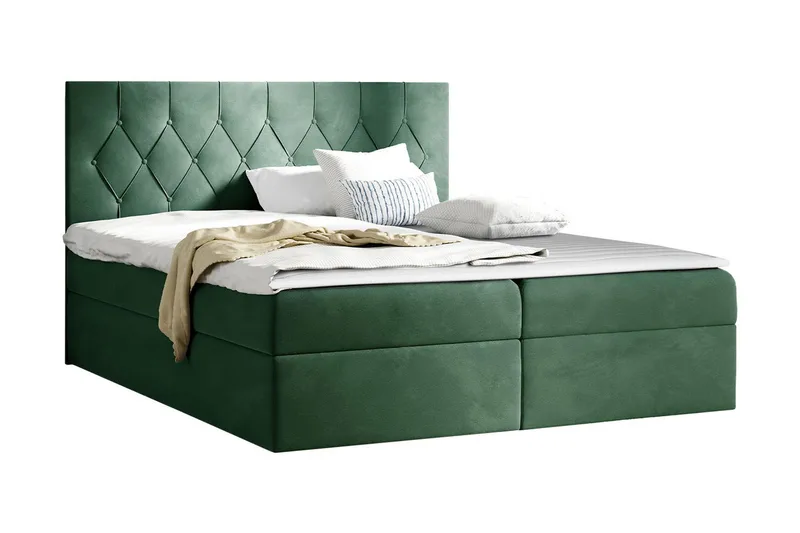 Jitendera Sängpaket Kontinentalsäng 120x200 cm med Förvaring, Grön