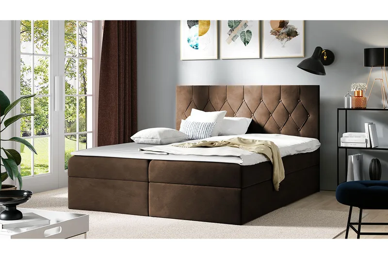 Jitendera Sängpaket Kontinentalsäng 140x200 cm med Förvaring - Brun - Products - Möbler - Säng - Komplett sängpaket