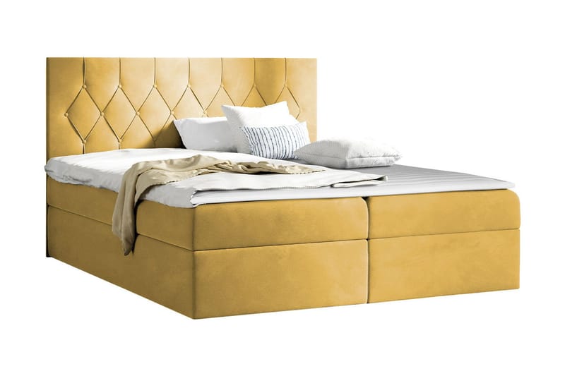 Jitendera Sängpaket Kontinentalsäng 160x200 cm med Förvaring, Gul