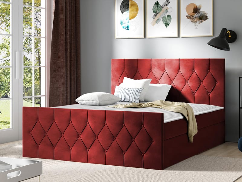Jitendra Sängpaket Kontinentalsäng 120x200 cm med Förvaring - Röd - Products - Möbler - Säng - Komplett sängpaket