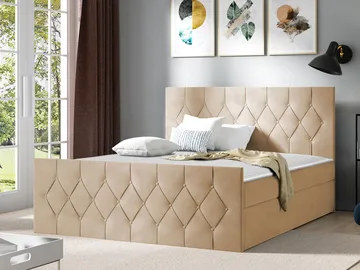 Jitendra Sängpaket Kontinentalsäng 180x200 cm med Förvaring - Beige - Products - Möbler - Säng - Komplett sängpaket