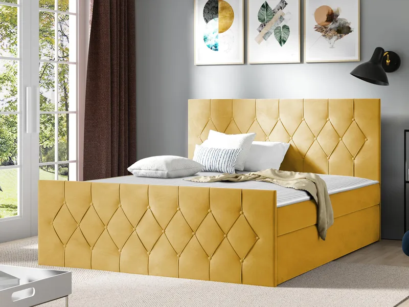 Jitendra Sängpaket Kontinentalsäng 200x200 cm med Förvaring - Gul - Products - Möbler - Säng - Komplett sängpaket