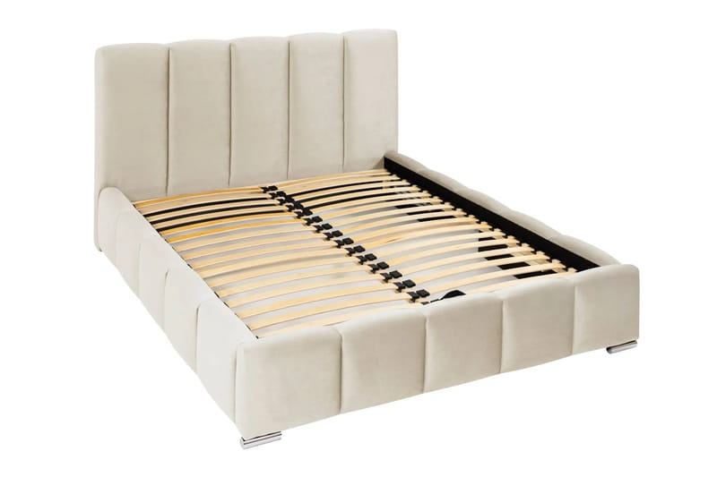 Cleaton Sängram 160x200 cm med Förvaring HVILA Skummadrass och Bäddmadrass i Polysterskum med Tvättbar klädsel - Beige/Vit - Products - Möbler - Säng - Komplett sängpaket