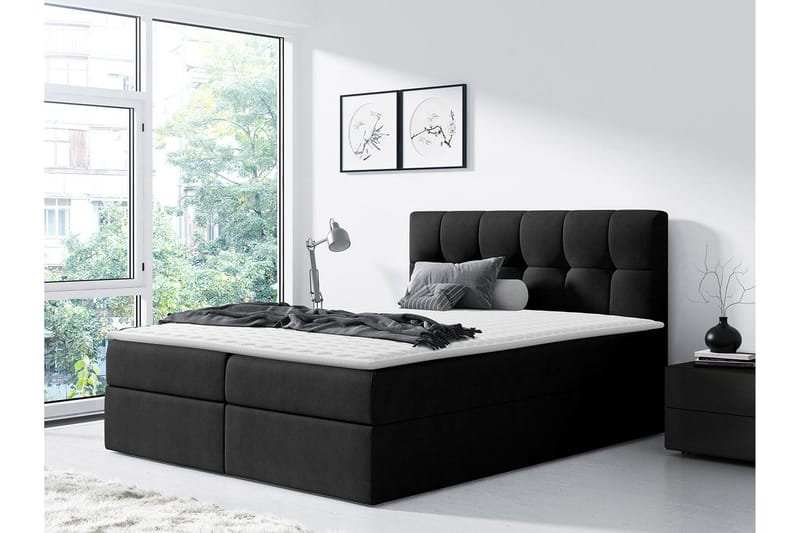 Kramvik Kontinentalsäng 200x200 - Svart - Products - Möbler - Säng - Säng med förvaring