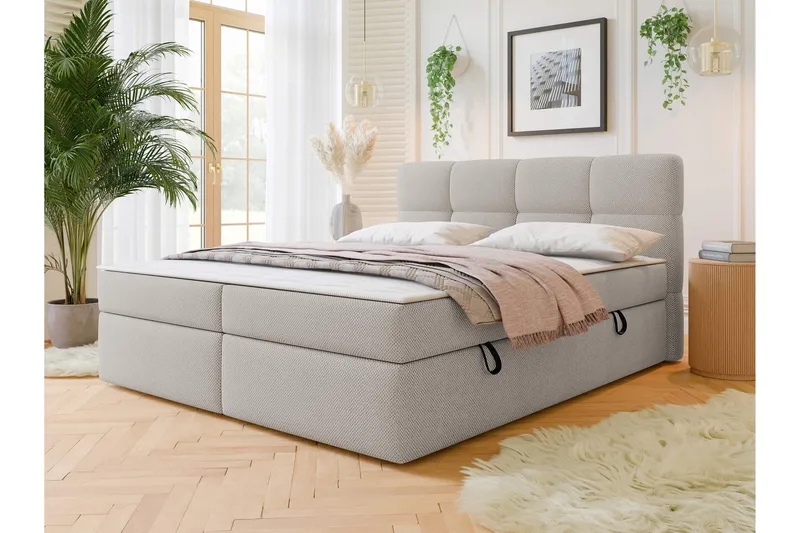 Leckersbo Komplett Sängpaket Kontinentalsäng med förvaring 140x200 cm - Beige - Products - Möbler - Säng - Komplett sängpaket