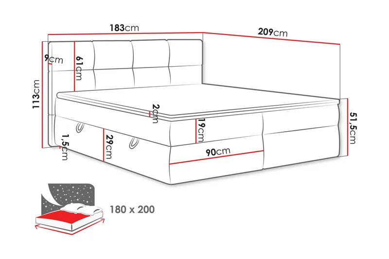 Leckersbo Komplett Sängpaket Kontinentalsäng med förvaring 180x200 cm - Grön - Products - Möbler - Säng - Komplett sängpaket