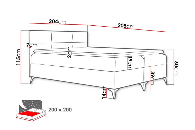 Leckersbo Komplett Sängpaket Kontinentalsäng med förvaring 200x200 cm - Svart - Products - Möbler - Säng - Komplett sängpaket