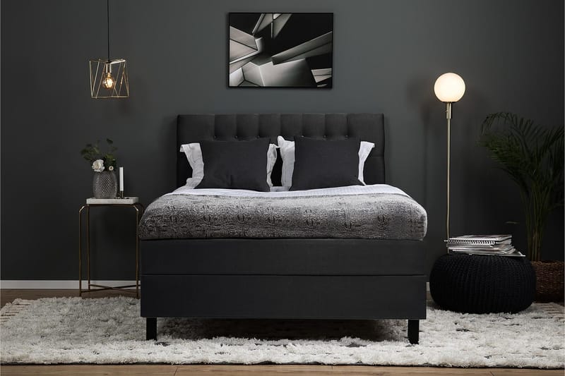 Lucky Komplett Sängpaket 140x200 Polyeter Diamant - Svart / Grå - Products - Möbler - Säng - Kontinentalsäng