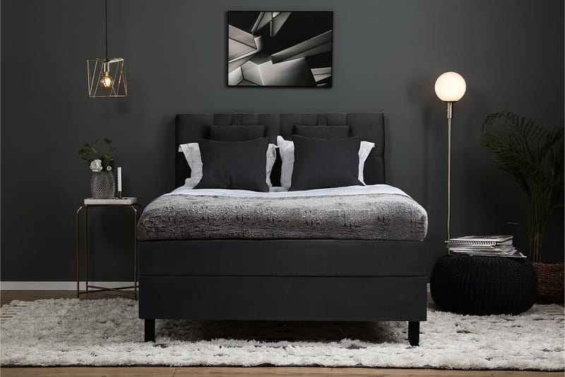 Lucky Komplett Sängpaket 140x200 Polyeter Diamant - Nackkudde Liten Svart/Grå - Products - Möbler - Säng - Kontinentalsäng