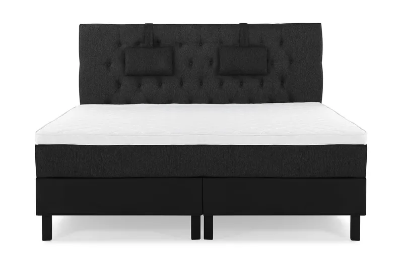 Lucky Komplett Sängpaket 160x200 Skum Diamant Sänggavel - Nackkudde Liten Svart/Grå/PU - Products - Möbler - Säng - Kontinentalsäng