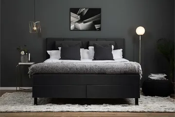 Lucky Kontinentalsäng 150x200 Polyester - Svart/Grå - Products - Möbler - Säng - Kontinentalsäng