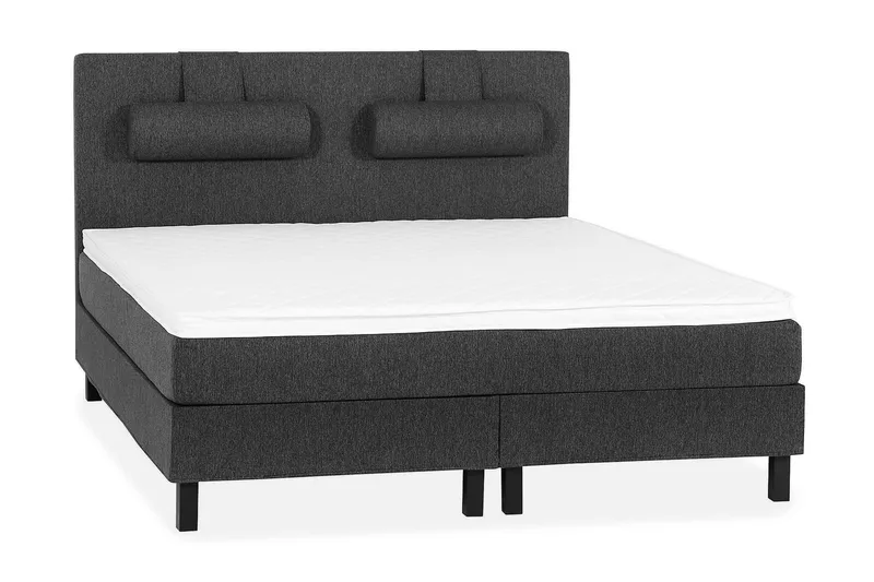 Lucky Sängpaket 150x200 SkumSlät Sänggavel Nackkudde, Nackkudde Stor Svart/Grå