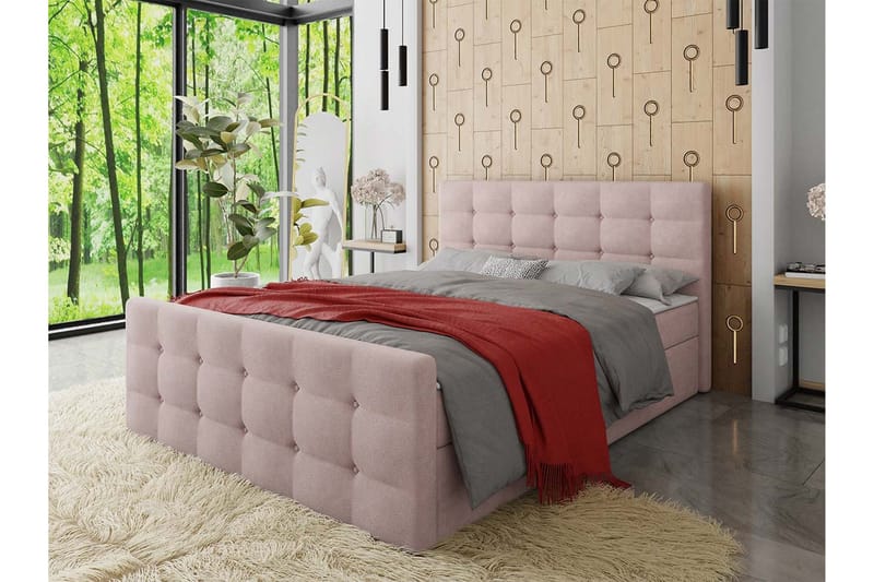 Milano Kontinentalsäng 180x200 cm med Sänggavel - Rosa - Products - Möbler - Säng - Säng med förvaring