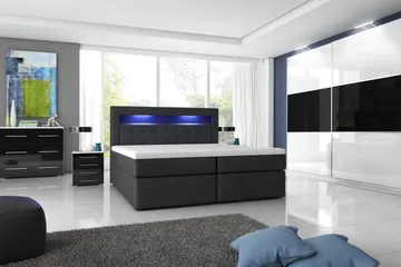 Modena Sängpaket 140x200 medFörvaring LED-belysning - Svart - Products - Möbler - Säng - Säng med förvaring