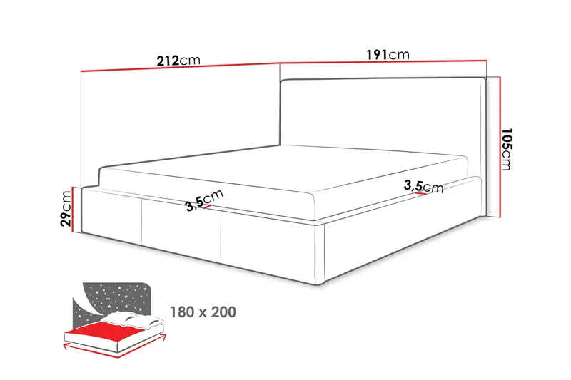 Nieres Förvaringssäng 180x200cm - Svart - Products - Möbler - Säng - Säng med förvaring