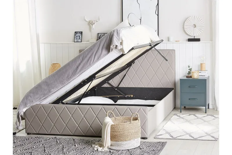 Rochefort Förvaringssäng 140x200 cm - Konstläder/Grå - Products - Möbler - Säng - Säng med förvaring